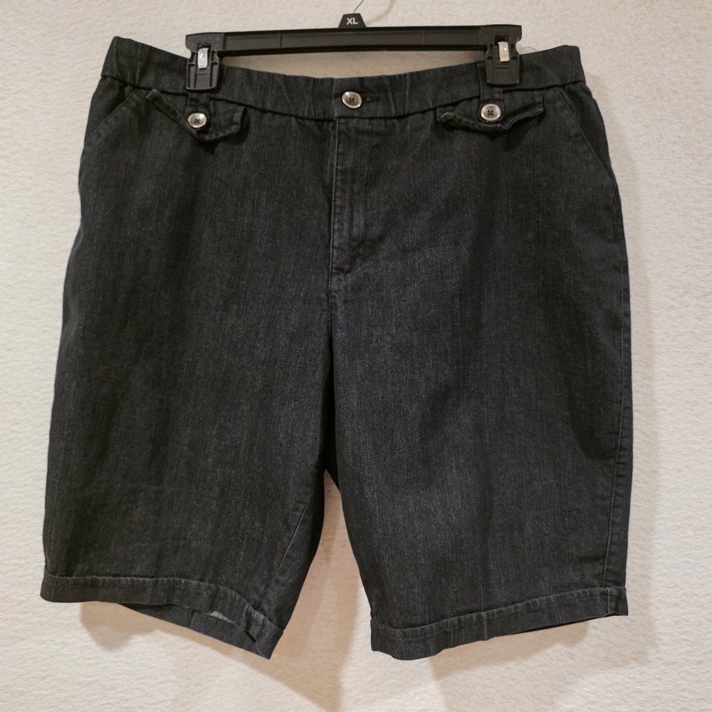 CATO Chino Shorts Black Jean Denim Cuffed Pockets Women's 16 DressUp Classic
